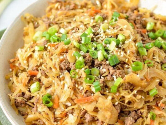 plant=based egg roll topped with scallions