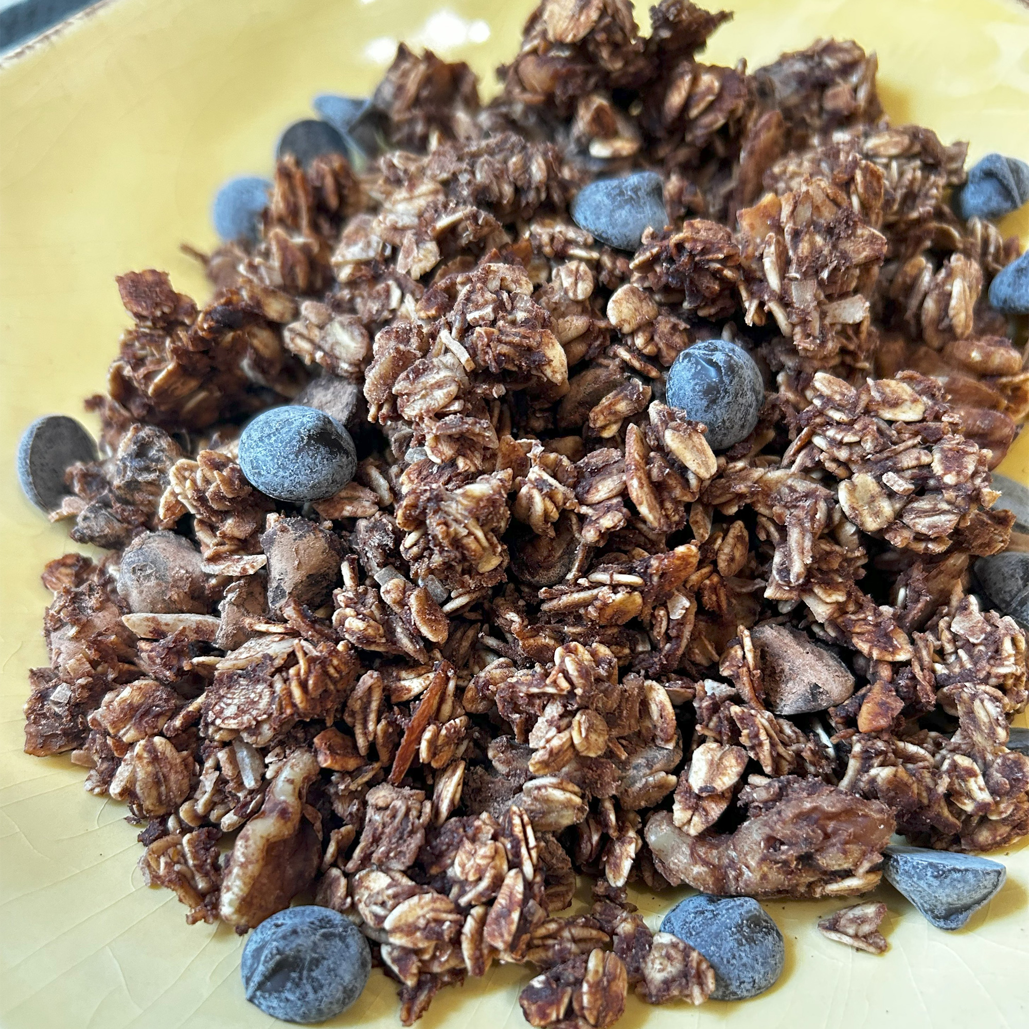 chocolate granola with berry