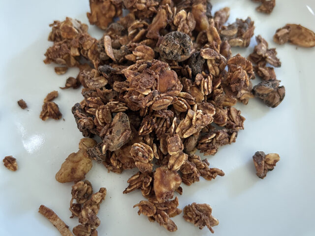 plant-based granola on plate