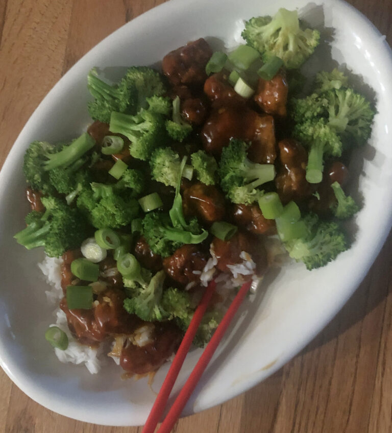 plant based meal in plate with chopstick