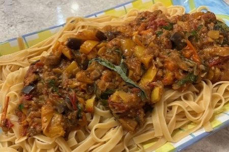pasta with ratatouille sauce
