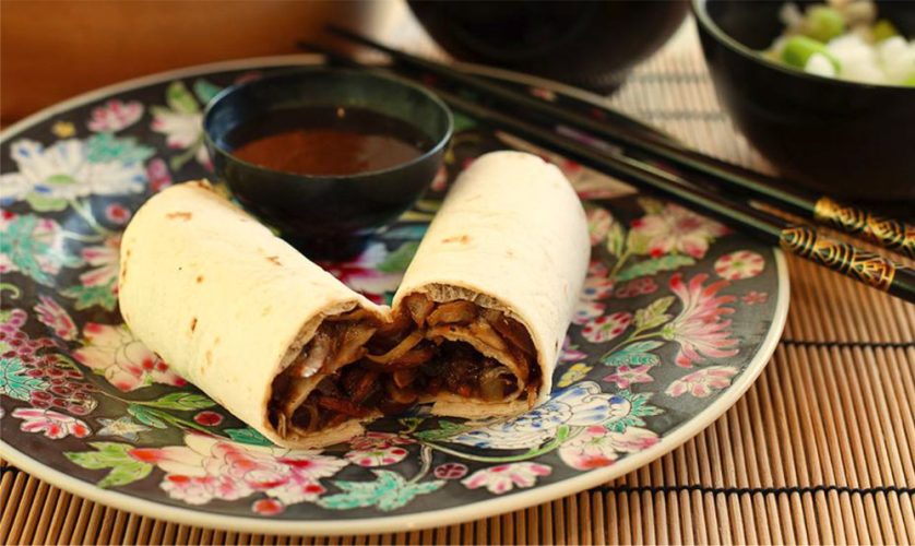 2 pita wraps on plate
